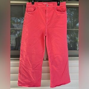 The Wide Leg Coral High Rise Cropped Jeans Size 14 (32)